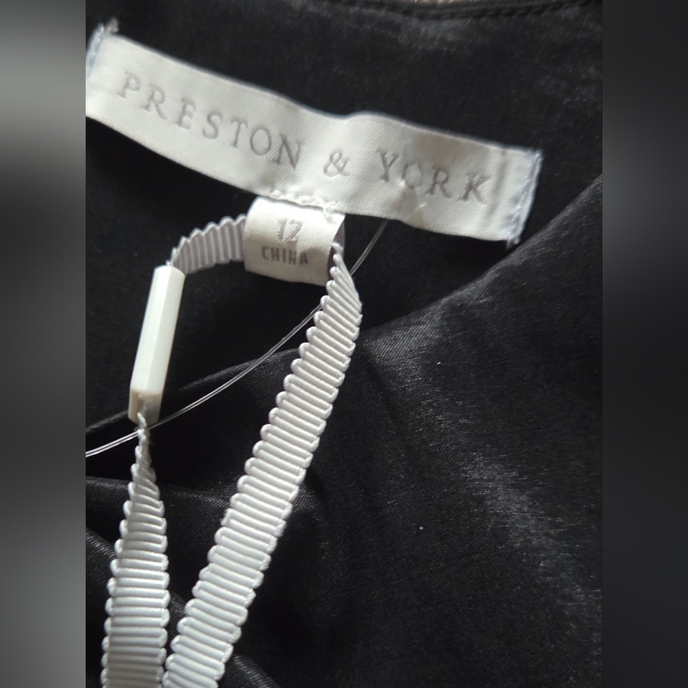 Preston & York Black Sue Stretch Taffeta Dress Size 12 NWT - Picture 8 of 16